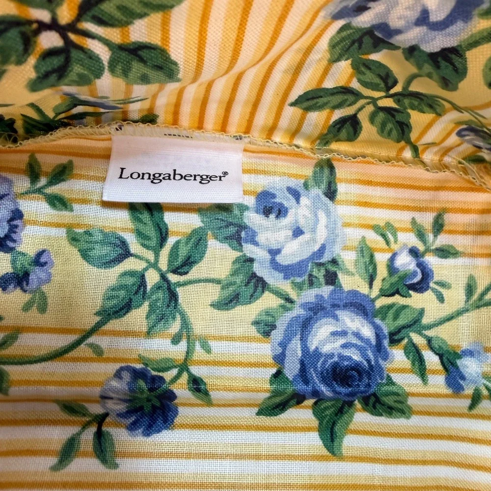 Longaberger Basket Rose‎ Trellis Fabric Liner Berry Yellow Blue Floral